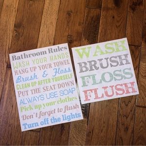 Bathroom decor | set of two | canvas wall hangings